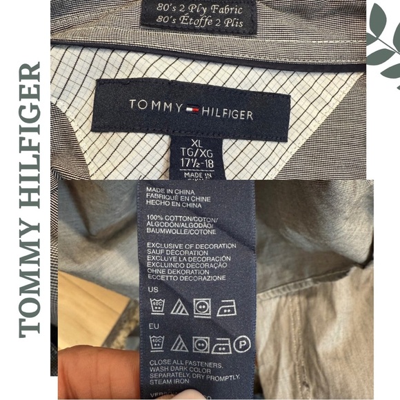 Tommy Hilfiger Grey Button-Up Long Sleeve Shirt 100% Cotton Men’s XL - Picture 6 of 6